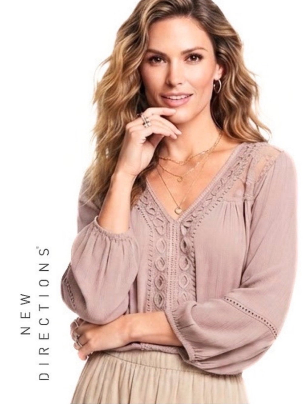 Boho Blouse • NWT
New Directions • Lace Peasant Blouse